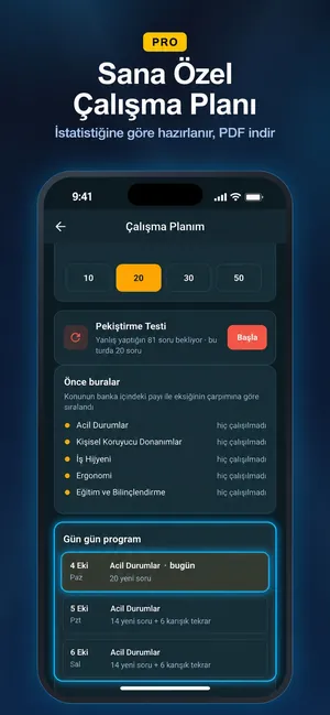 Sana özel çalışma planı (Pro)