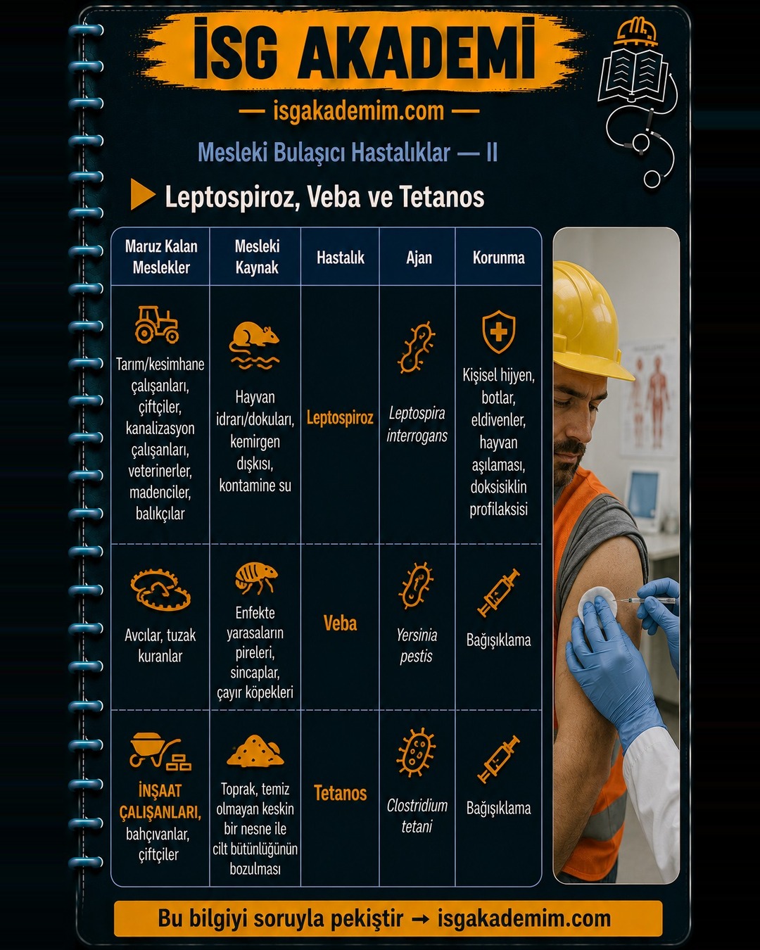 Leptospiroz, Veba ve Tetanos