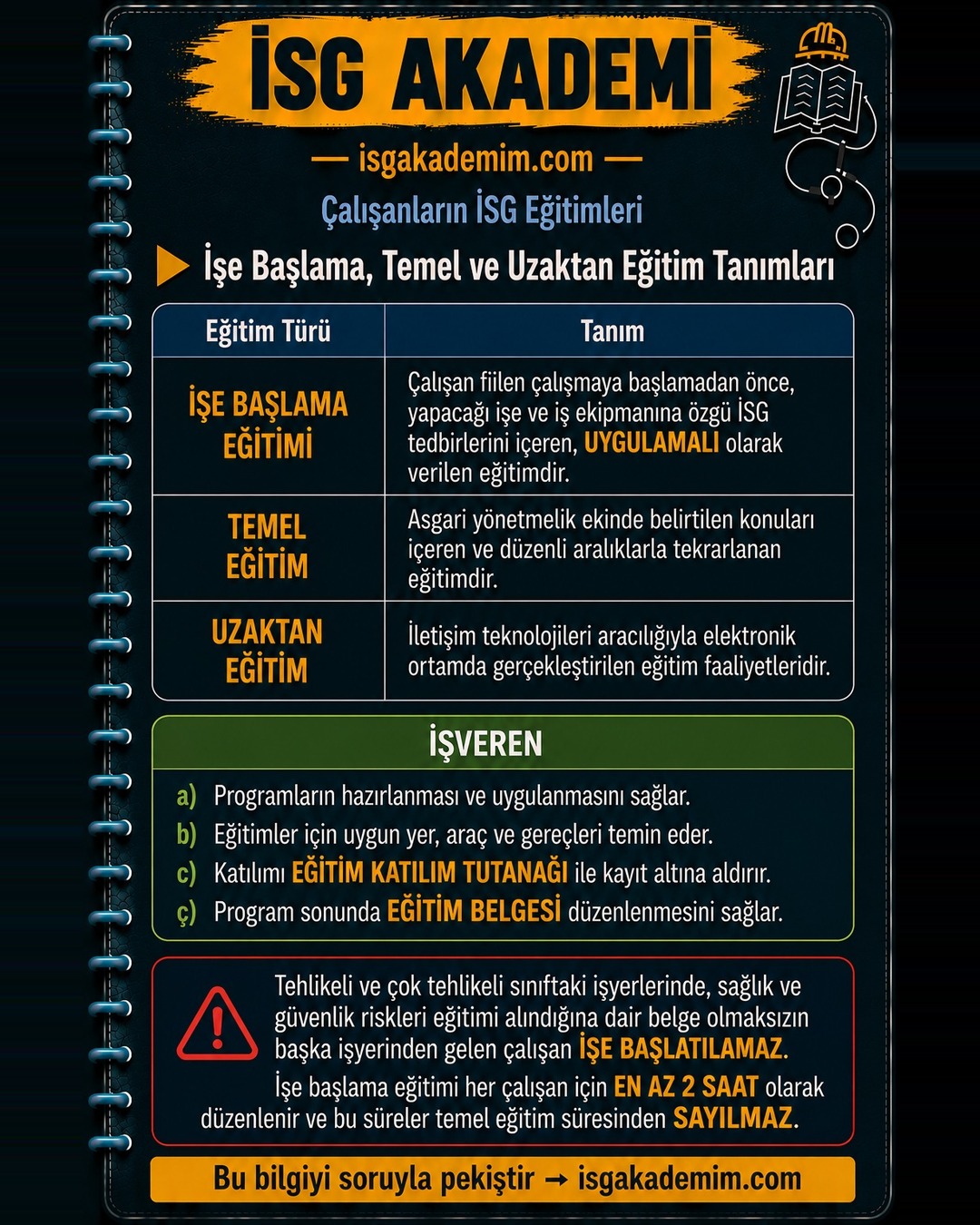 İşe Başlama, Temel ve Uzaktan Eğitim Tanımları