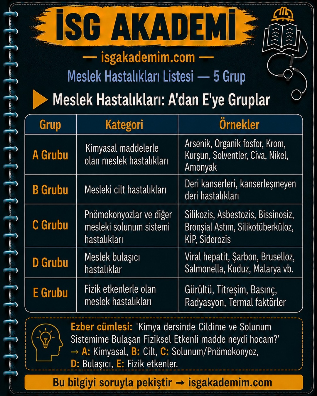 Meslek Hastalıkları: A'dan E'ye Gruplar