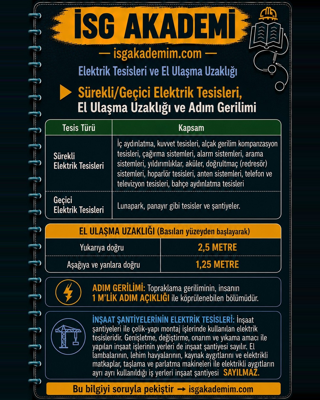 Sürekli/Geçici Elektrik Tesisleri, El Ulaşma Uzaklığı ve Adım Gerilimi