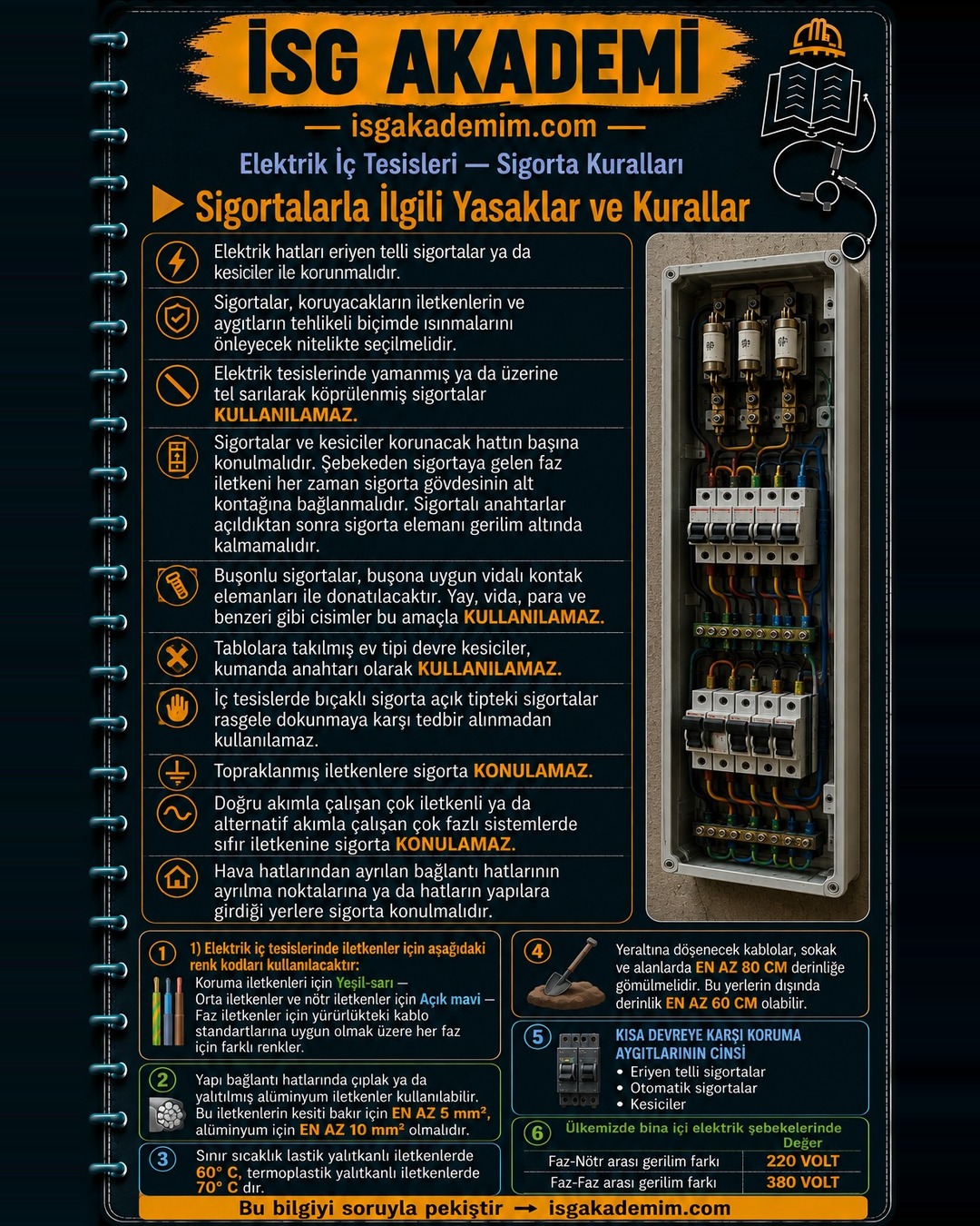 İletken Renk Kodları, Kesitler ve Gerilim Farkları