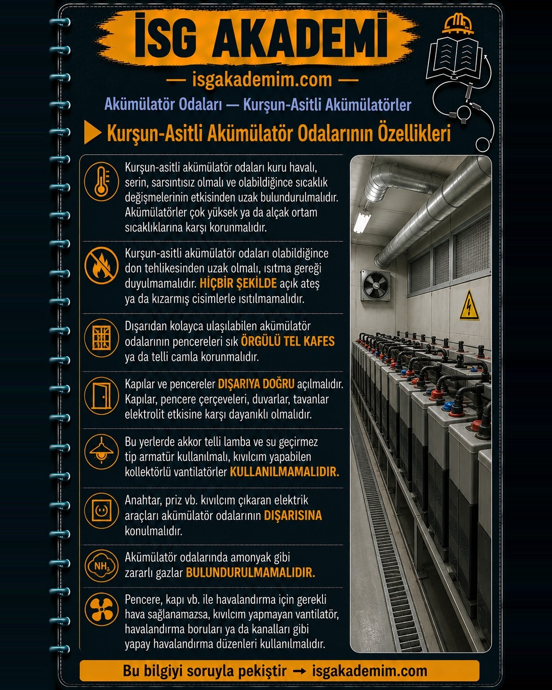 Kurşun-Asitli Akümülatör Odalarının Özellikleri