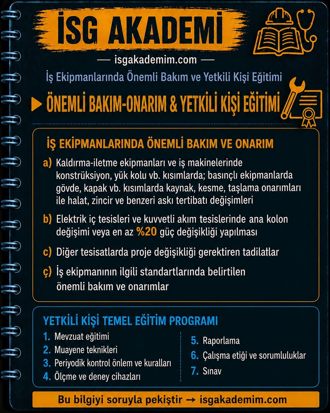 ÖNEMLİ BAKIM-ONARIM & YETKİLİ KİŞİ EĞİTİMİ