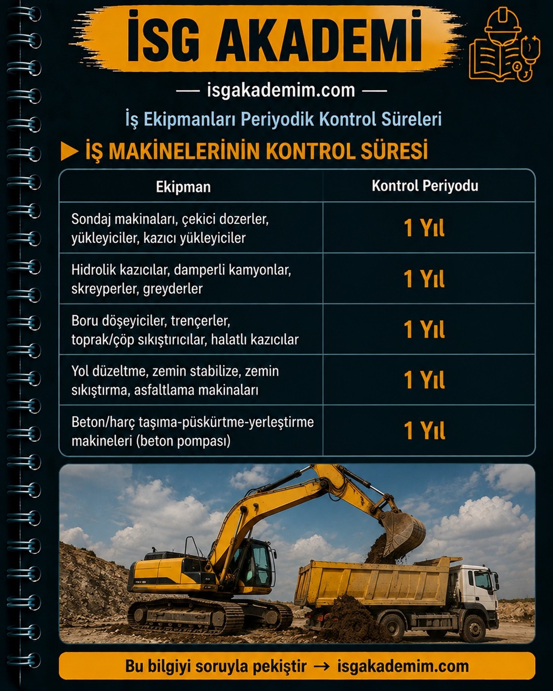 İŞ MAKİNELERİNİN KONTROL SÜRESİ