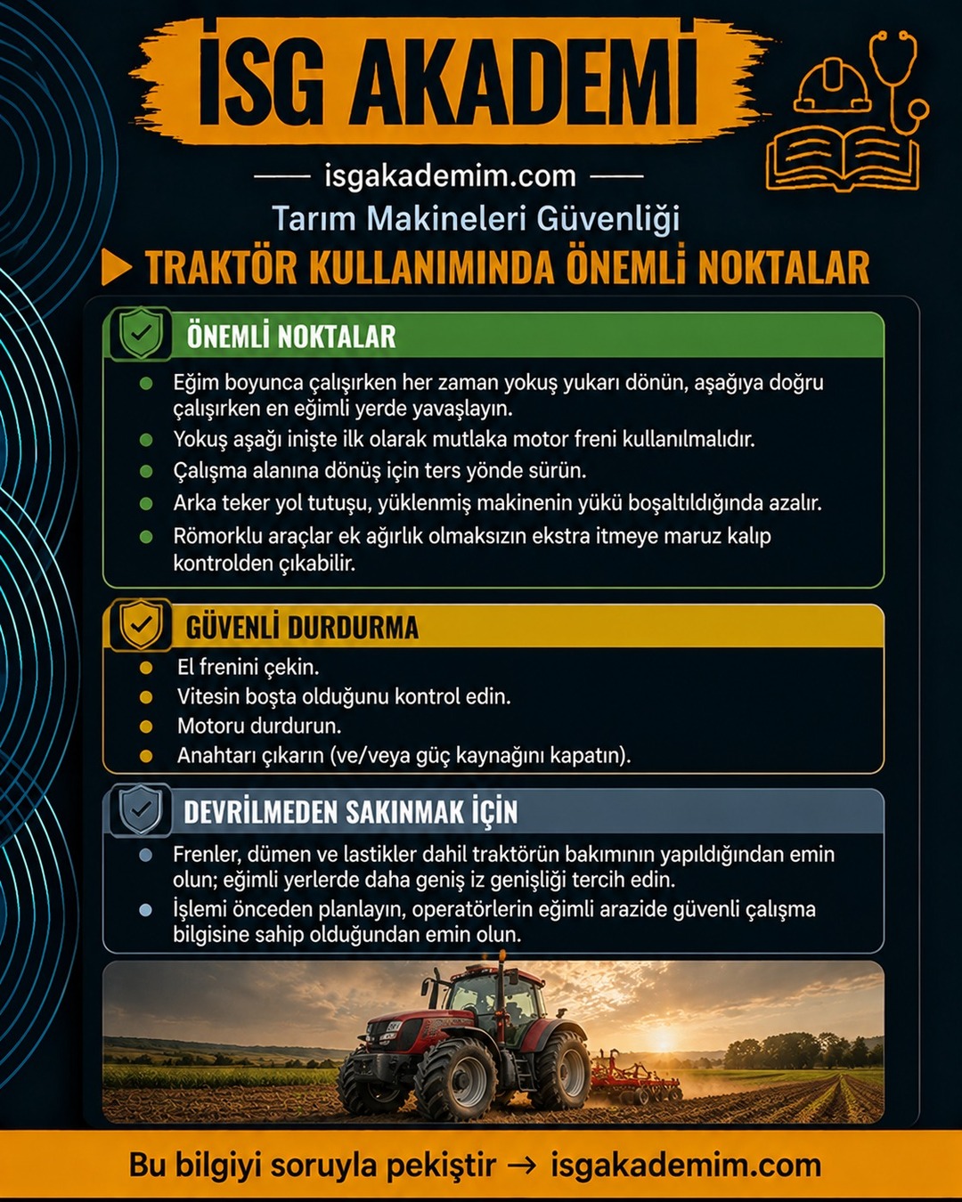 TRAKTÖR KULLANIMINDA ÖNEMLİ NOKTALAR